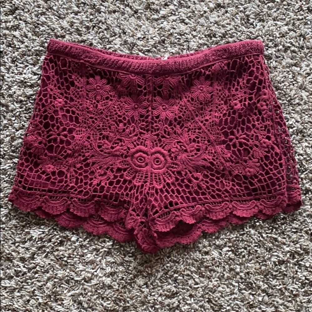 Maroon pac sun lace shorts